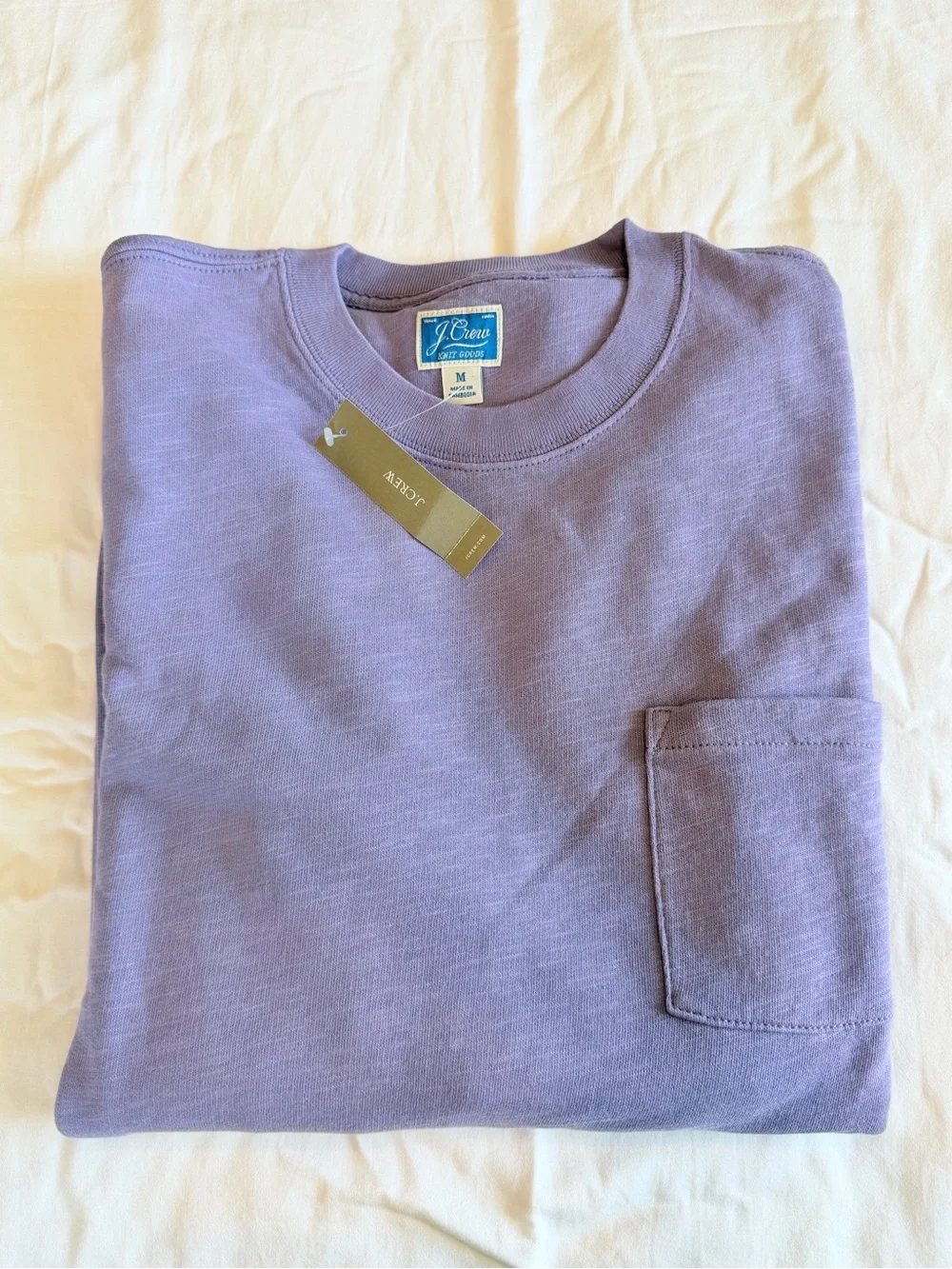 J. Crew Lavender Long-Sleeve Pocket Crewneck